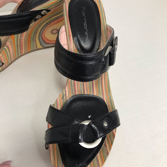 Wood Rainbow Platform Slip On Sandal SIze 5 - Fornarino - Vintage - Picture 10 of 12